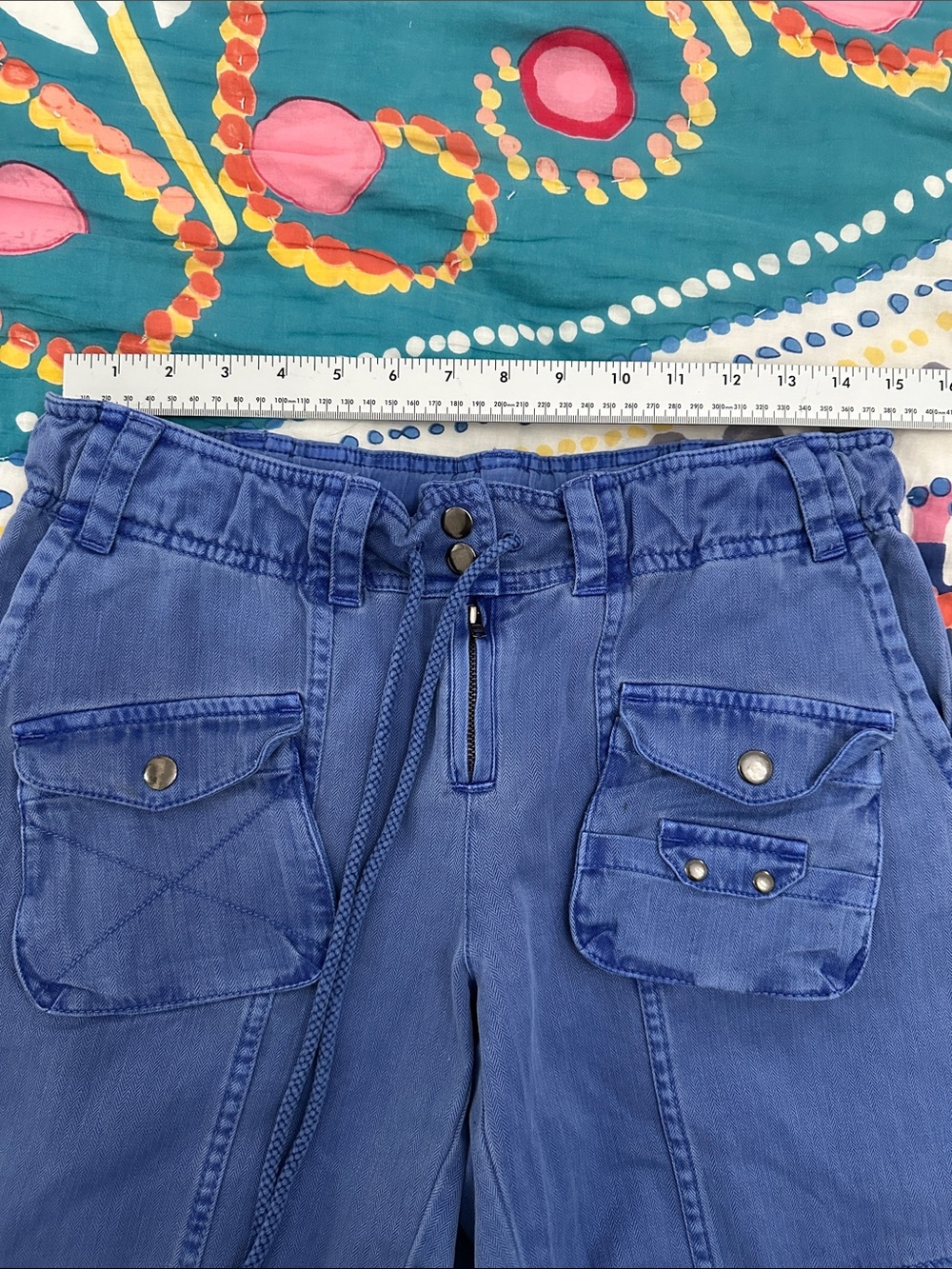 Free People Royal Blue Cargo Pants with Utility Pockets - Picture 2 of 8